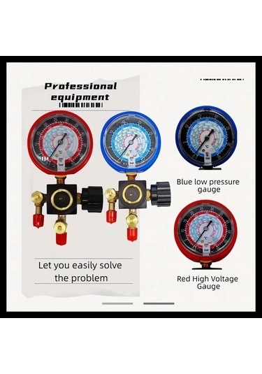 Pazly Mythtiger Çift Egzoz Basınç Gösterge Mavi 500 Psi Metal Gövde Hassasiyetli R410a R22 R134a R404a Soğutma Sistemleri