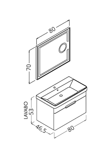 Olimpia 80 Cm Banyo Dolabi - Antrasit / Beyaz ( Boy Dolap Hariç) Çok Renkli
