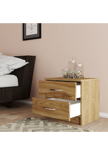 Moxen Mobilya Ceviz 2 Çekmeceli Komodin KMD2003