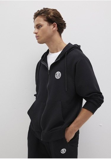 Mavi - M Nakışlı Fermuarlı Kapüşonlu Siyah Sweatshirt 0s10193-900 Siyah