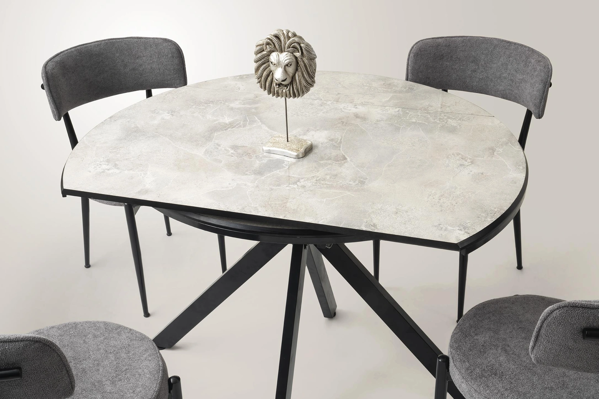 Nova Alfa Yuvarlak Açılır Mdf Mutfak Masa Sandalye Takımı 70x120 Siyah