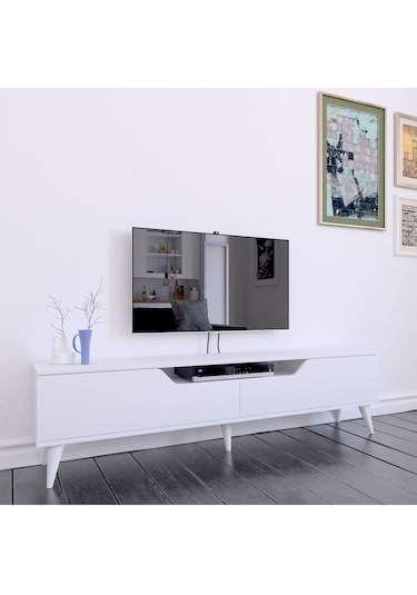 Luzon Tv Sehpası Tv Ünitesi Beyaz
