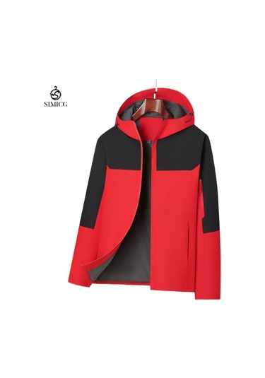 İlkbahar Ve Sonbaharda Giyilebilen, Rüzgar Geçirmez, Nefes Alabilen, Bol Kapüşonlu Ceket Kırmızı
