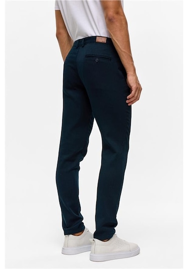 Süvari Lacivert Slim Armürlü Pantolon Lacivert