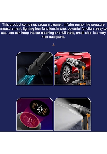 Hallow Çok Fonksiyonlu Akülü Şarj Yüksek Güç Araba Süpürgesi Sarı