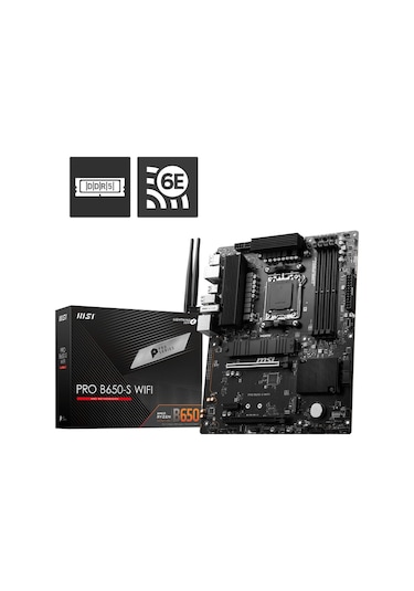 MSI Pro B650-S WIFI AMD B650 7200 MHz (OC) DDR5 Soket AM5 ATX Anakart