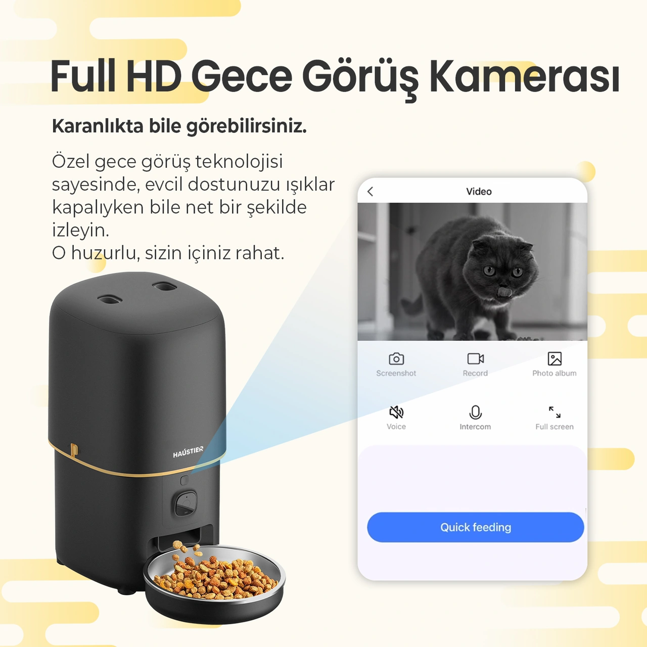 Haustier Pf05 Siyah Kameralı 1080p Fhd Akıllı Mama Kabı