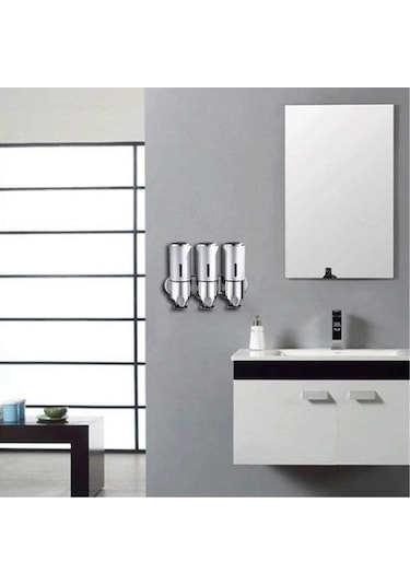 Relaxed 3pıc Duvara Monte Duş Jel Şampuan Konteyner Pompası Çift El Banyo Sıvı Sabunluk