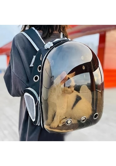 Honeybeeshop Grey Kişiselleştirilebilir Kedi Sırt Çantası Havalandırmalı Pvc Taşıma Çantası Uçak Araba Seyahat