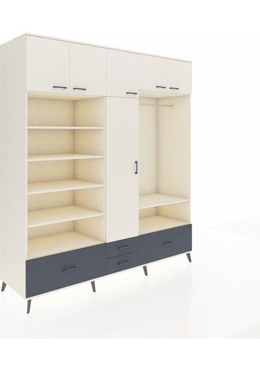 Kronos Dolap 18 Raflı 4 Çekmeceli Tek Askılı 220x59x243 Aytaşı-aytaşı/antrasit Aytası/antrasıt