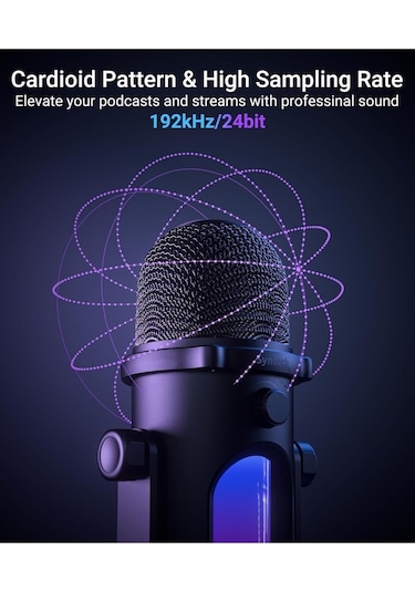 Glowmic Usb Gaming Mikrofon Rgb, Pc Ve Ps5 Uyumlu, Yayın Ve Podcast İçin