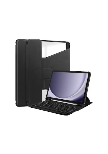 Samsung Galaxy Uyumlu Sekmesi İçin A9+ 360 Rotasyon Klavye İle Şeffaf Akıllı Deri Kılıf