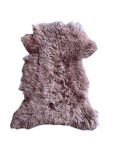 Gerçek Uzun Tüylü Koyun Postu Kahve 70x50 Cm Kahverengi
