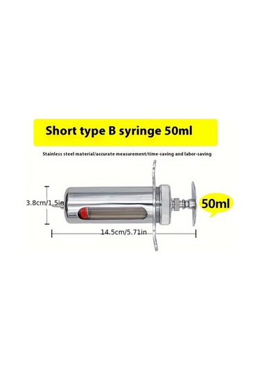 Fochsia Kısa 1968 5 Inç Büyük Kapasiteli Veteriner Şırınga Hızlı Bağlantı Paslanmaz Çelik
