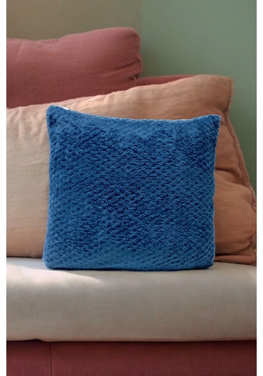 Bohem Dekoratif Yastık Kılıfı Kırlent Kılıfı 45x45 Cm Petrol Mavisi Otantik Desen