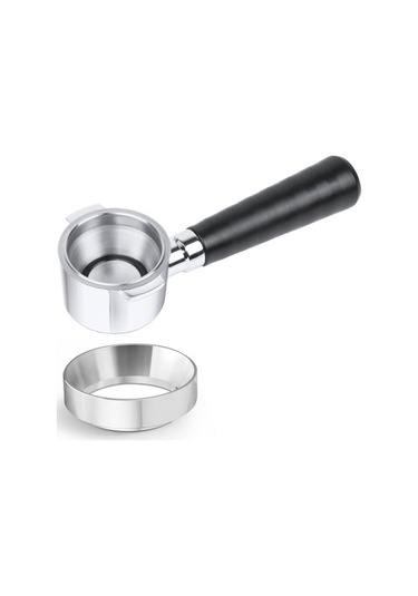 Metabagua 51 Mm Dipsiz Espresso Kahve Portafiltresi, Portafilter Için Manyetik Espresso Hunisi 51 Mm Dozaj Halkası Pnhpol Siyah