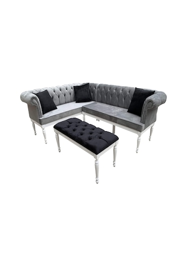 Evimeaksesuar Tamamı Gürgen Chester Kapitoneli Mutfak&Balkon Köşe Takımı