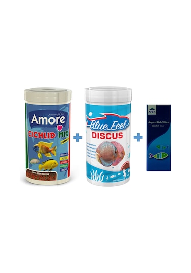 Cichlid Mix Granules 250ml ve BlueFeel Discus 250ml Balık Yemi