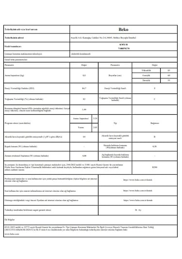 Beko KMX 81 8 KG Isı Pompalı Çamaşır Kurutma Makinesi