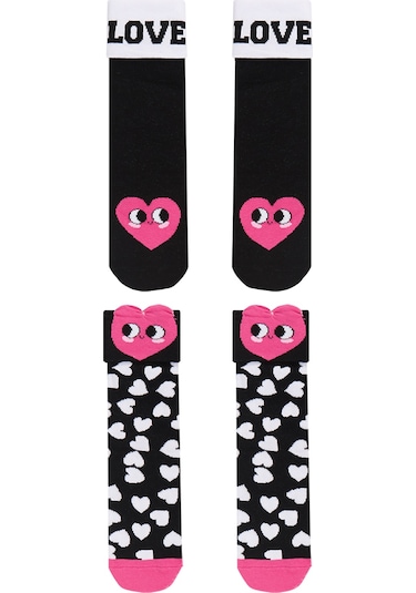 Denokids Mshb&g Love Kız Çocuk 2li Soket Çorap Takım Renkli