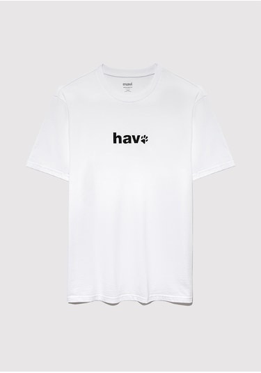 Mavi - Hav Baskılı Beyaz Tişört 0612759-620 Beyaz