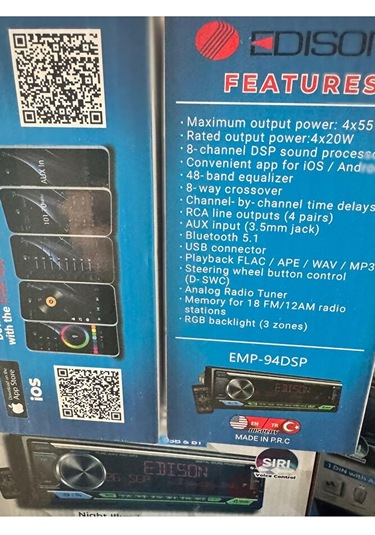 Edıson Emp Dsp Usb Aux Bluetooth Fm Radio Oto Teyp Mp3 4x55 Watt Yeni