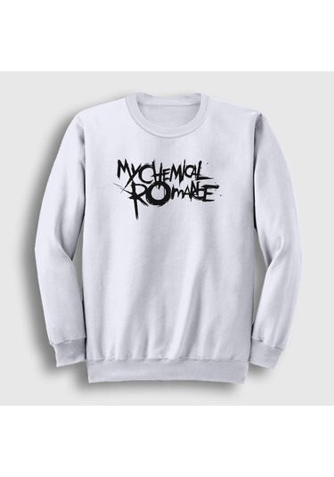 Presmono Unisex Logo My Chemical Romance Sweatshirt Beyaz