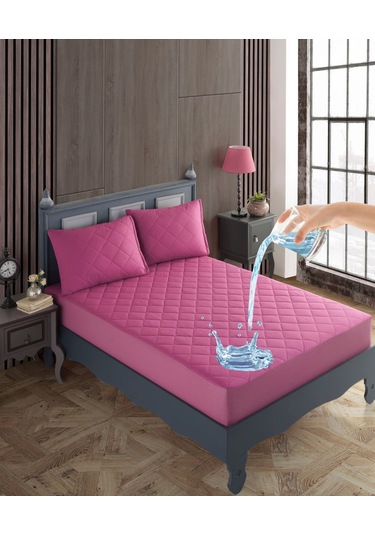 Tek Kişilik Alez Seti %100 Pamuk Kapitone Su Sıvı Geçirmez Yatak Yastık Alezi Yatak Yastık Koruyucu Lila