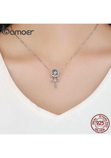 Bamoer 100% 925 Ayar Gümüş Dream Catcher Tutucu Aile Ağacı Boncuk Fit Kadın Charm Bilezikler Gümüş