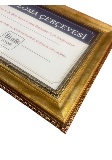 Diploma Çerçevesi Gold Renk - Hakiki Camlı Ürün - 25x35,2 Boyutta