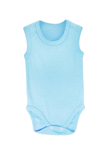 Sema Baby Jakarlı Askılı Badi (Body) - Mavi 0-6 Ay