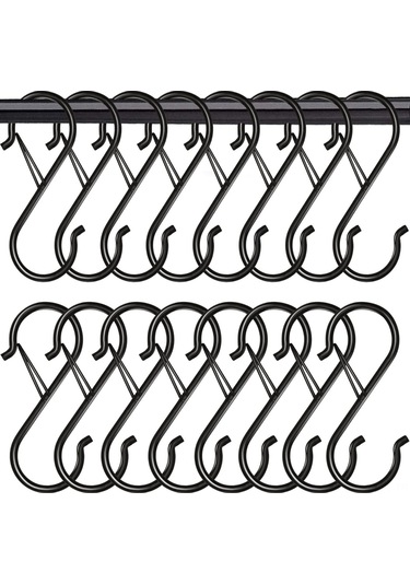 Lemestar 35 Adet 9 Cm S-şekilli Güvenlik Kanca Siyah - Çelik Yapı, İç/ Dış Kullanım, Mutfak/ Dolap/ Bahçe Asma Gereci