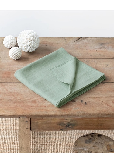 Wellstil Premium Keten Masa Örtüsü Adaçayı Yeşili