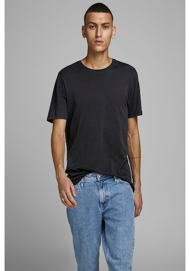 Jack & Jones Jack Jones Erkek Bisiklet Yaka Tişört 12156101 Siyah