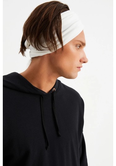 Erkek 4 Fonksiyonlu Koruyucu Pamuklu, Esnek, Terletmez, Bandana, Boyunluk, Maske - Tek Ebat / Beyaz Beyaz