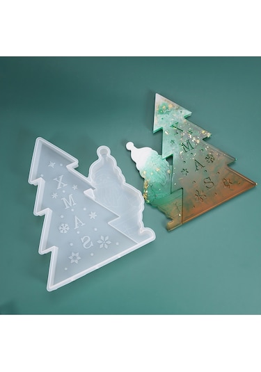 Duangduang Dıy Kristal Epoksi Kalıp Noel Ağacı Noel Baba Liste Dekorasyon Silikon Kalıp