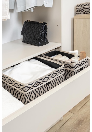 Bohe 2'li Çekmece Ve Raf Düzenleyici Sepet, 2'li Set Desenli