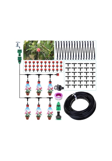 Hallow-bahçe İçin Otomatik Damla Sulama Kitleri 25m/82ft Sera 25m