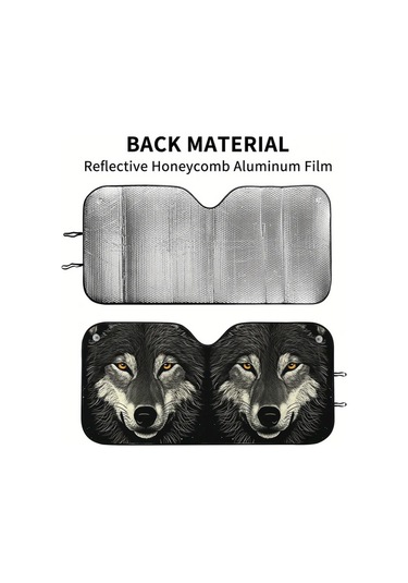 Xuweiwei 1 Adet Wolf Face Araba Rüzgarlık Güneşlik 144x70cm 56x275inç Polyester Kumaş Tüm Araçlar Suv Kamyon Van