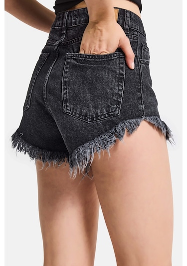 Itsbasic Kadın Koyu Füme 2s6-1 Mini Boy Denim Şort