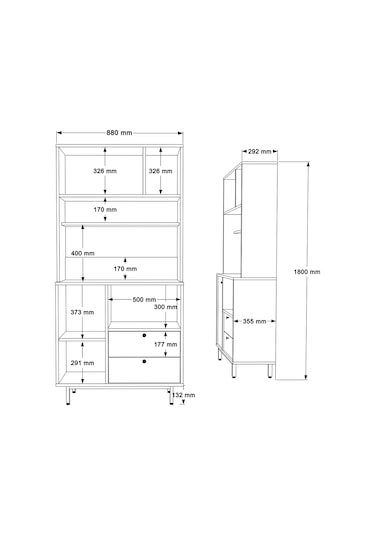 Lounge Kahve Köşesi Çok Amaçlı Dolap Mutfak Dolabı Ihlamur Yeşili