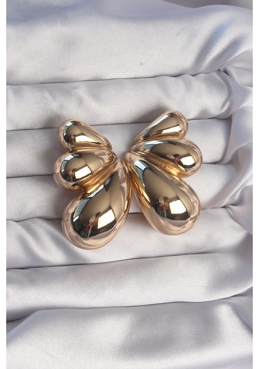 Ezoconcept Pirinç Gold Renk İri Bombeli Kelebek Küpe Çok Renkli