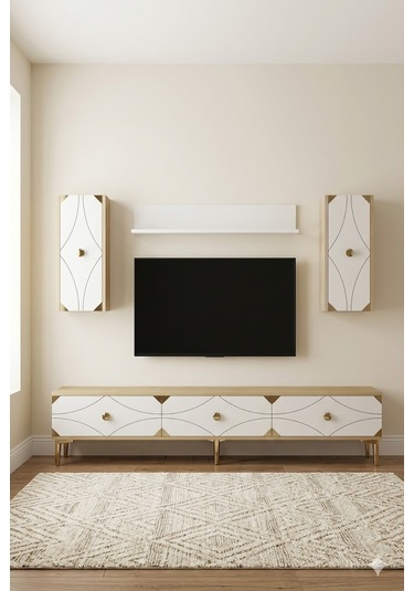 Tvr1897dbg Alfa Tv Ünitesi Takımı Safirmeşe-beyaz-gold 180cm