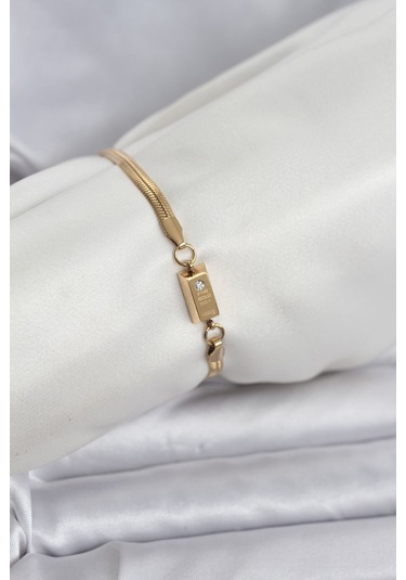 Zarif Bilekler İçin Golden Çelik Külçe Model Kadın Bileklik Gri