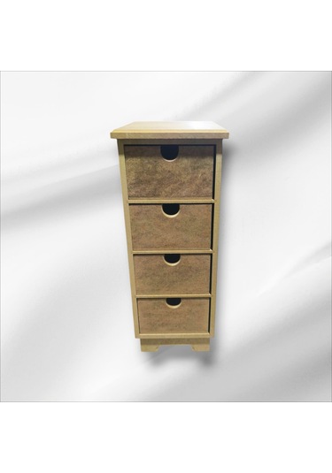 Ahşap Boyanabilir 4 Çekmeceli Takı-aksesuar Organizer Kutu