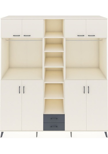 Kronos Dolap 14 Raflı 2 Çekmeceli 2 Askılı 220x59x243 Aytaşı-aytaşı/antrasit Aytası/antrasıt