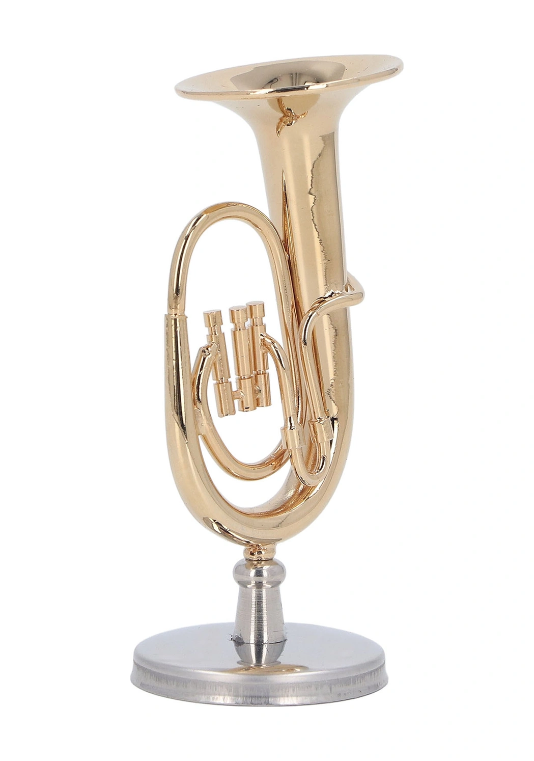Wezone Minyatür Altın Kaplama Pirinç Tuba Modeli - Müzik Severlere Hediye Masaüstü Dekorasyonu Kutu Ve Taban İle 6 Cm