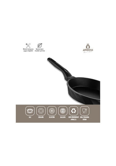 Amboss Vento 7 Parça Döküm Titanyum Kaplama Tencere Tava Seti Siyah Siyah