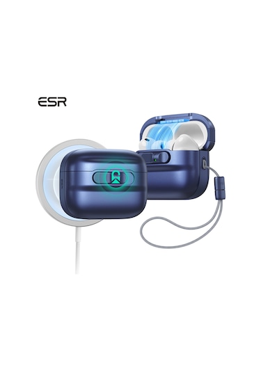 Apple AirPods Uyumlu Pro 3 2025 Pulse Flicklock Manyetik Kılıf Lacivert