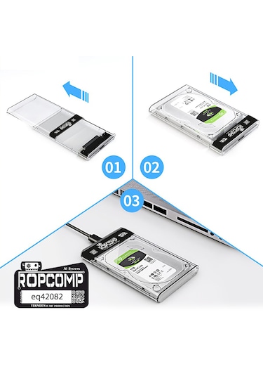 Ropcomp 2.5" Sata Hdd Kutusu Telefon Yedekleme Type C Otg Usb